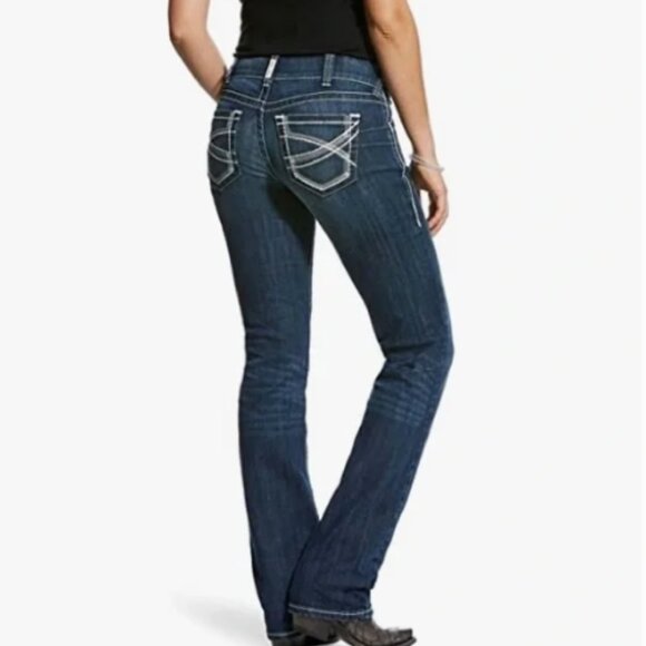 Ariat Mid Rise Straight Jeans Bootcut Dark Wash Plus Size 16 WR Regular Length - Picture 1 of 14